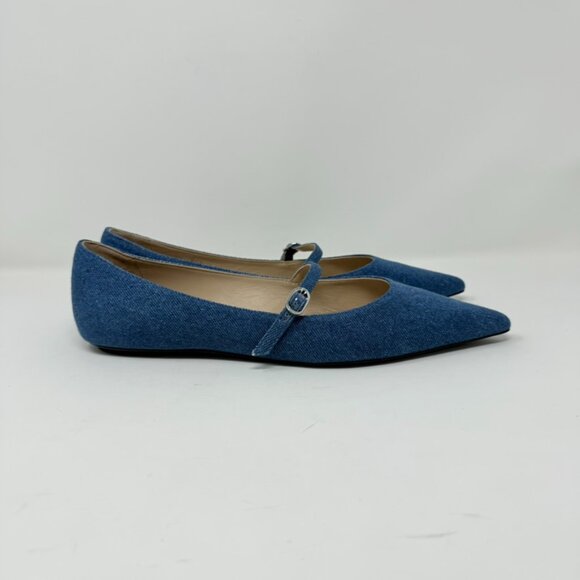 New Stuart Weitzman Emilia Mary Jane Ballerina Flats Denim Sz 10 - Picture 3 of 14